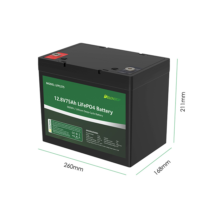12V 75AH oplaadbare Lifepo4 lithium-ijzerfosfaatbatterij voor fishfinder