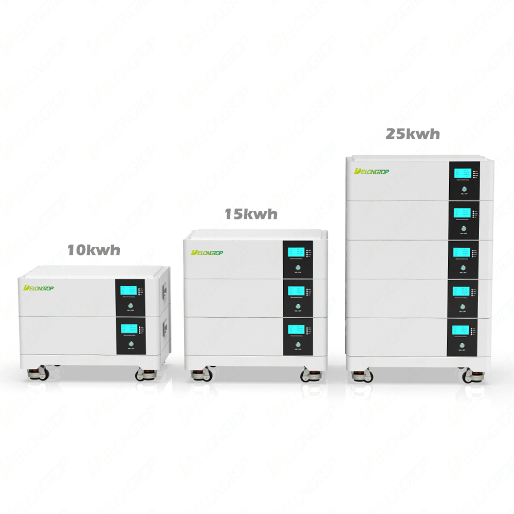 25Kwh (51.2V100Ah x 5) Verplaatsbare stapel Energieopslagbatterij voor huishoudelijk gebruik
